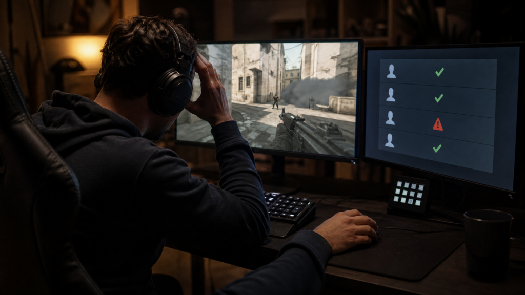 Solo-queue player using a community vote system