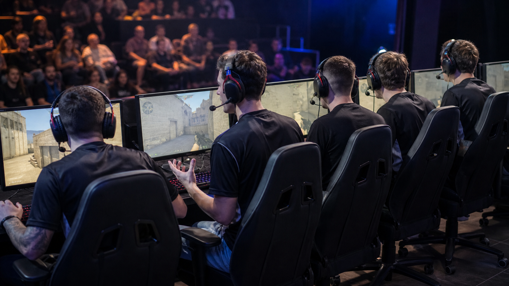 Counter-Strike roster competing at a regional LAN
