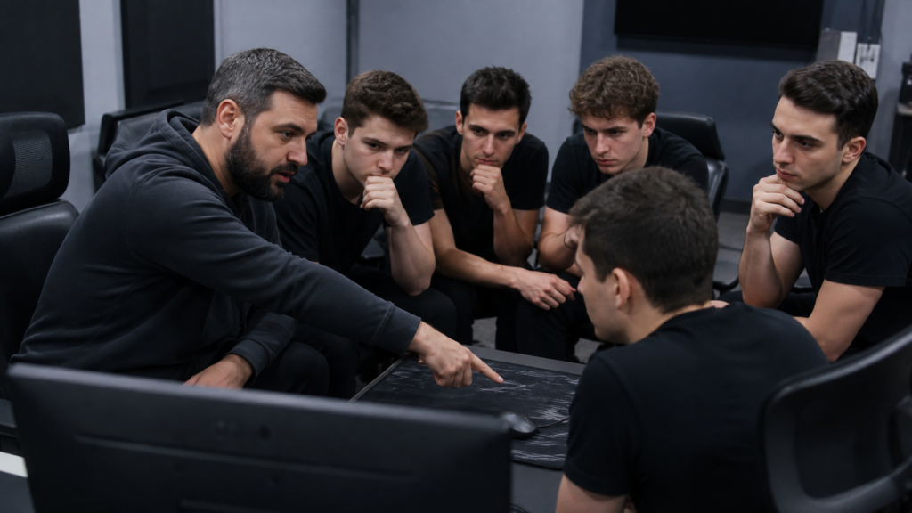 Temporary Counter-Strike coach reviewing team strategy
