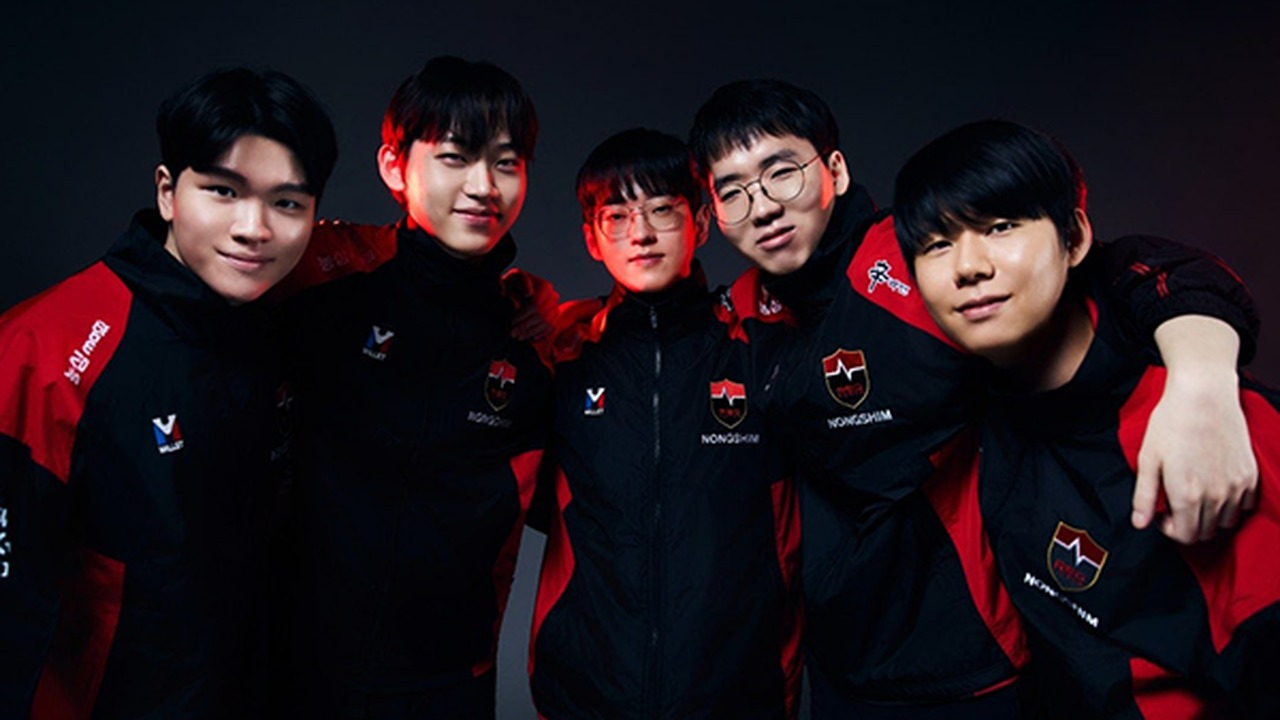 Nongshim RedForce League of Legends players stand together