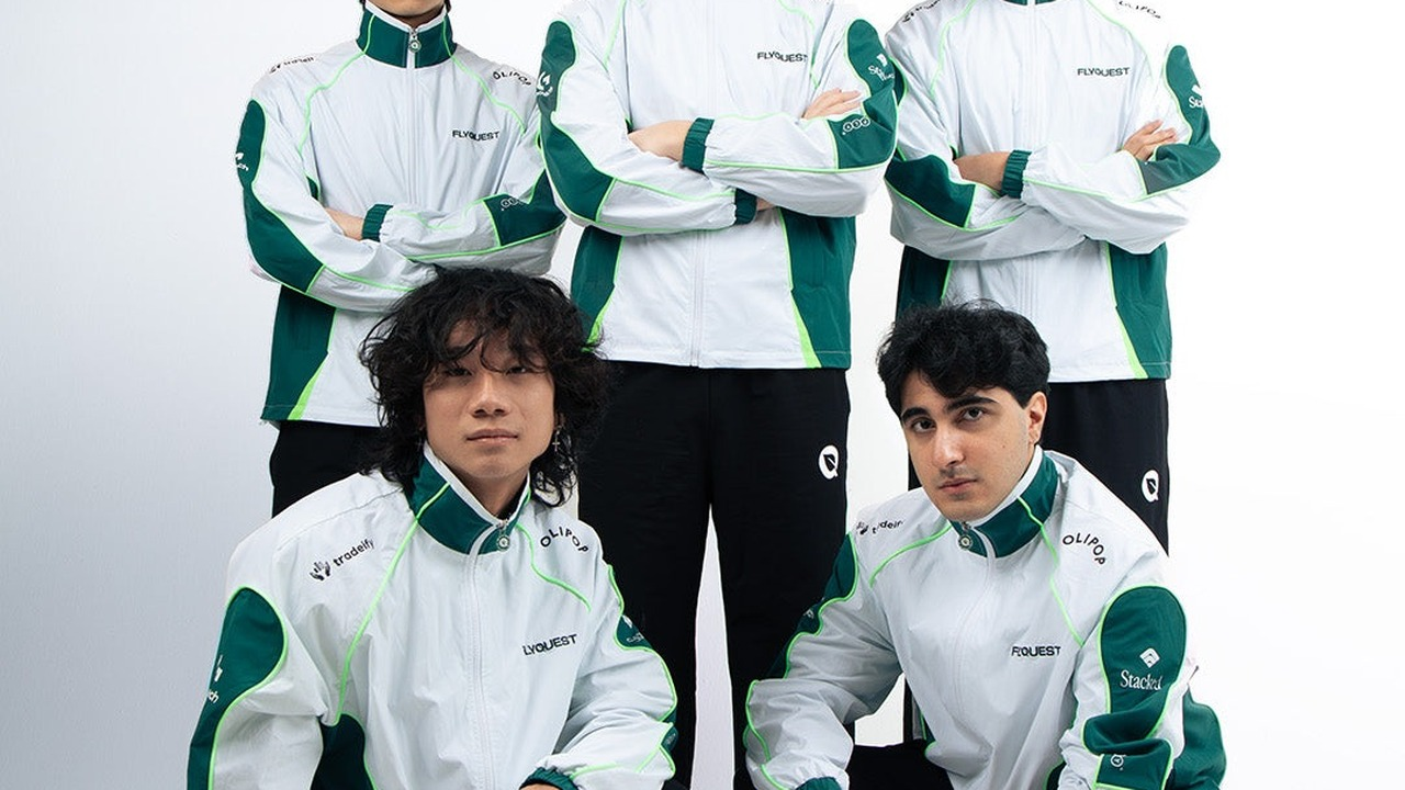 FlyQuest League of Legends players pose in team clothing