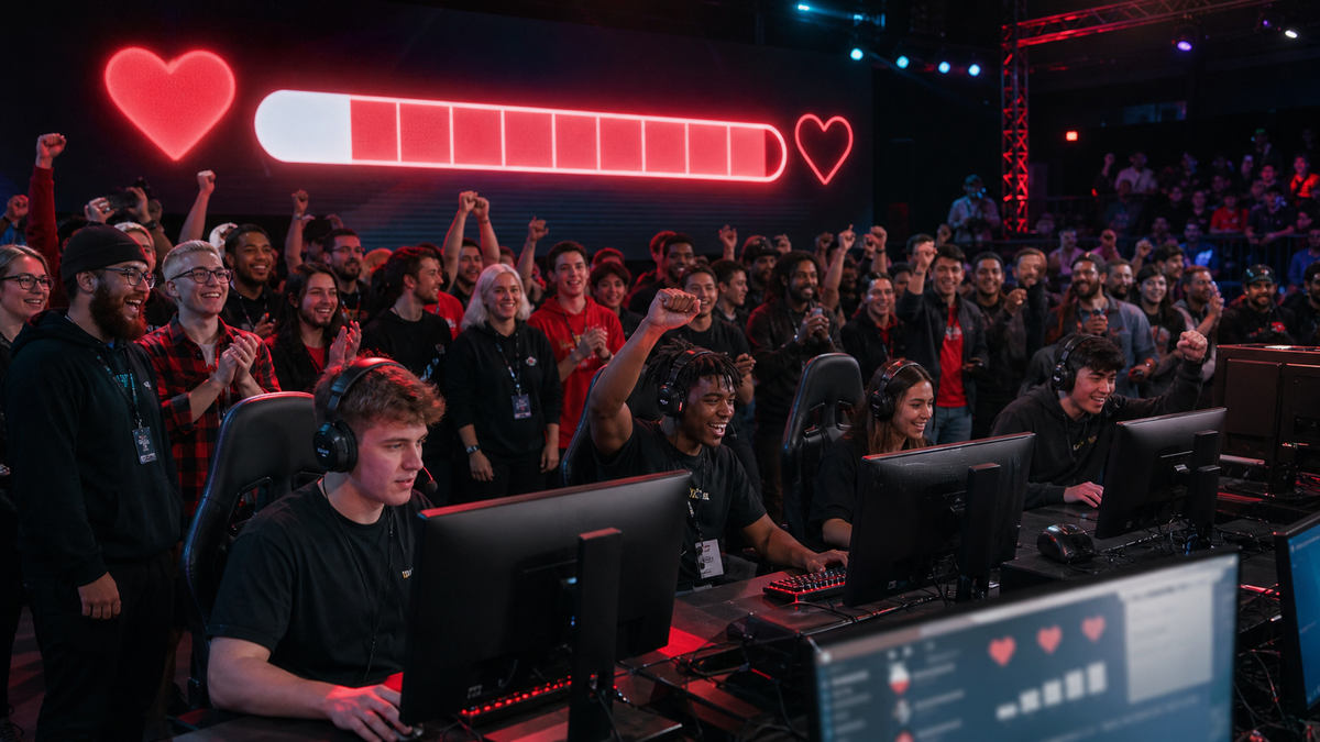 Players and fans taking part in a charity gaming event