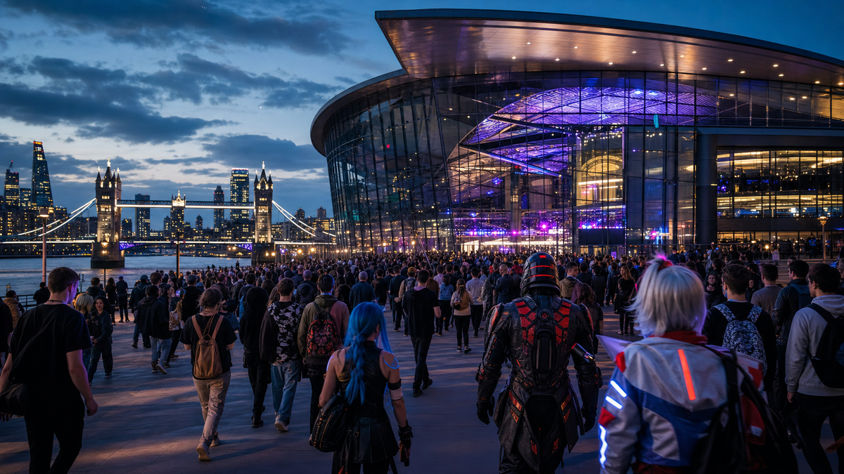 Esports fans arriving at a large London finals venue