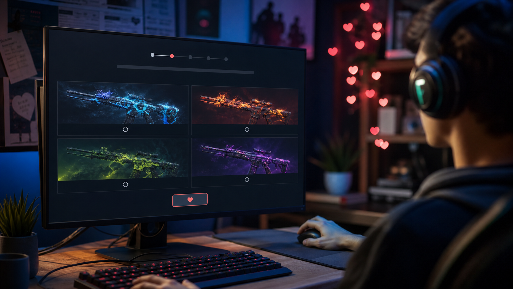 A player watching a tactical shooter match stream on a gaming monitor