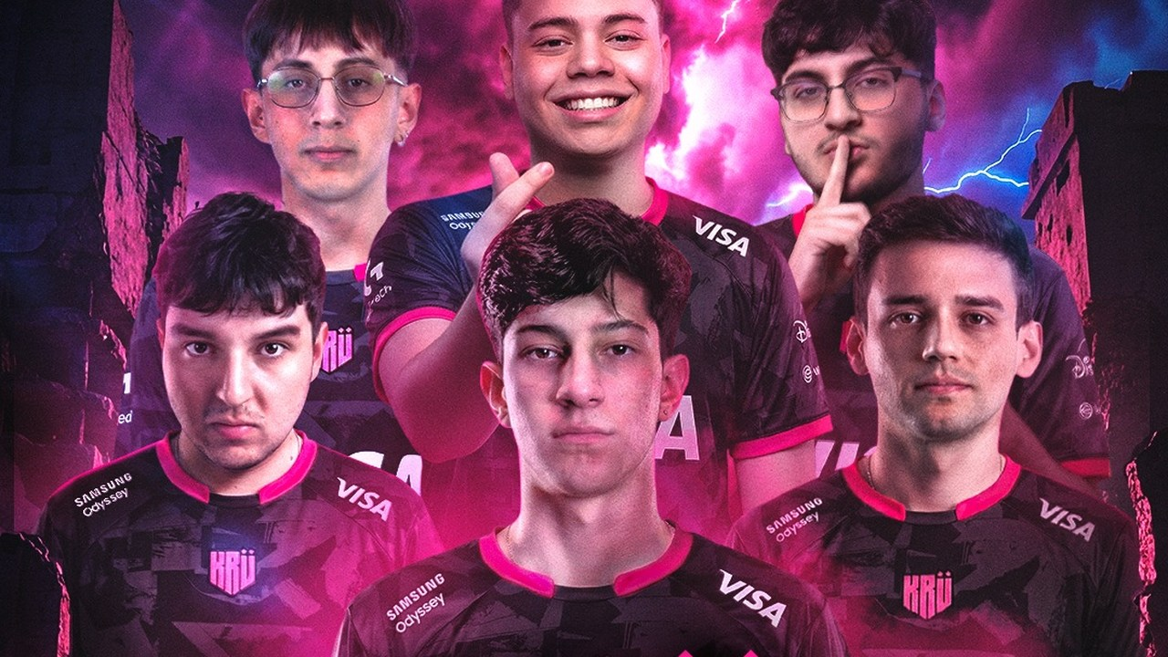 Six KRÜ Spark Valorant players appear in the academy roster portrait