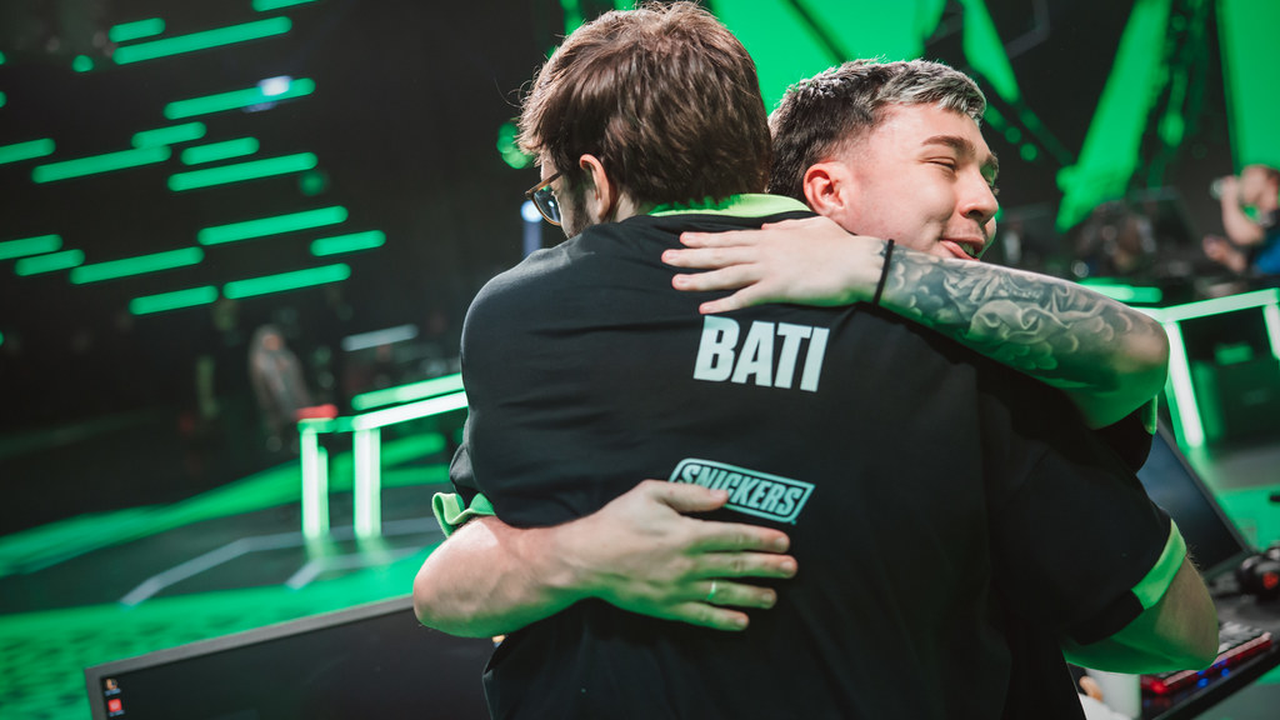 LOUD players embracing on stage during VCT Americas 2026 Stage 1