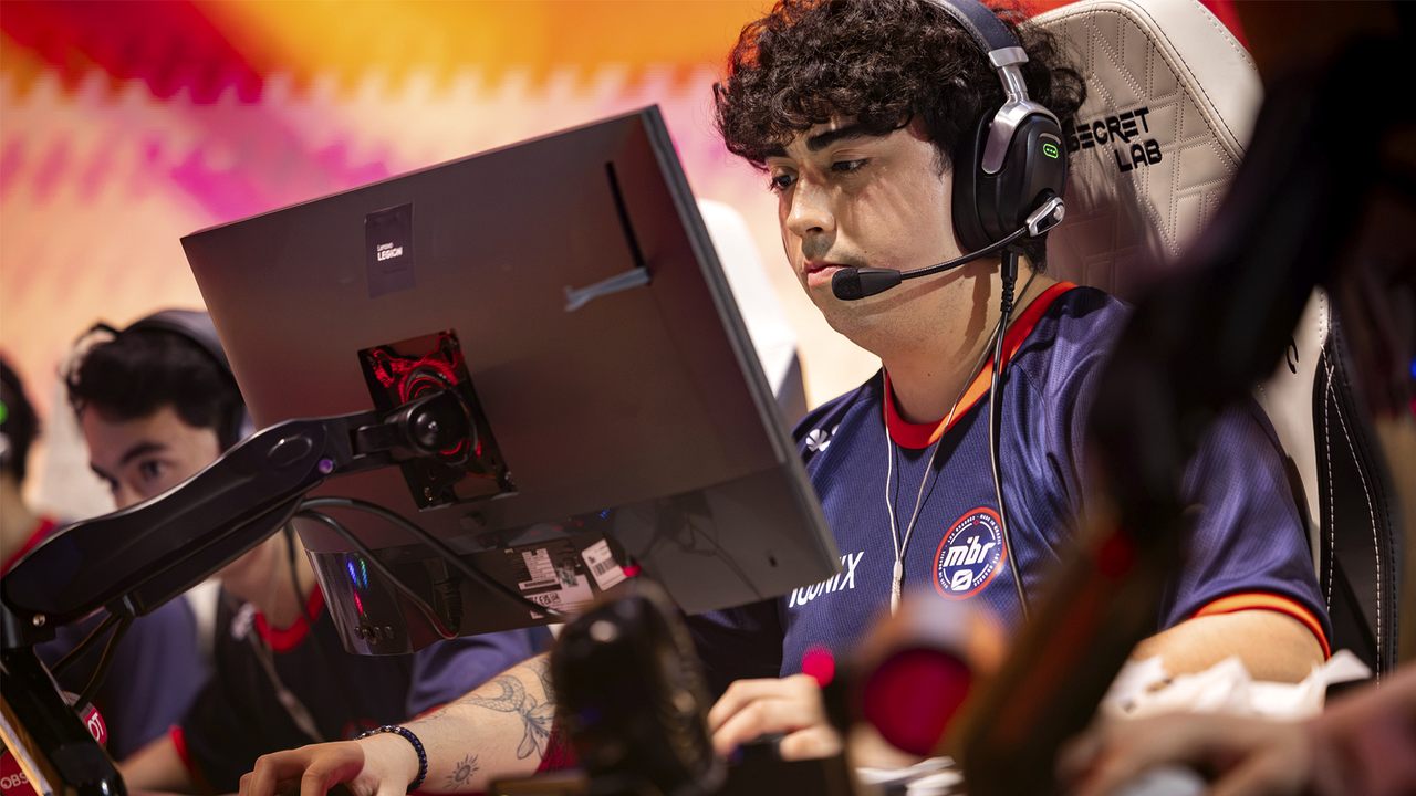 Mazino wearing a MIBR jersey during a VALORANT event interview image