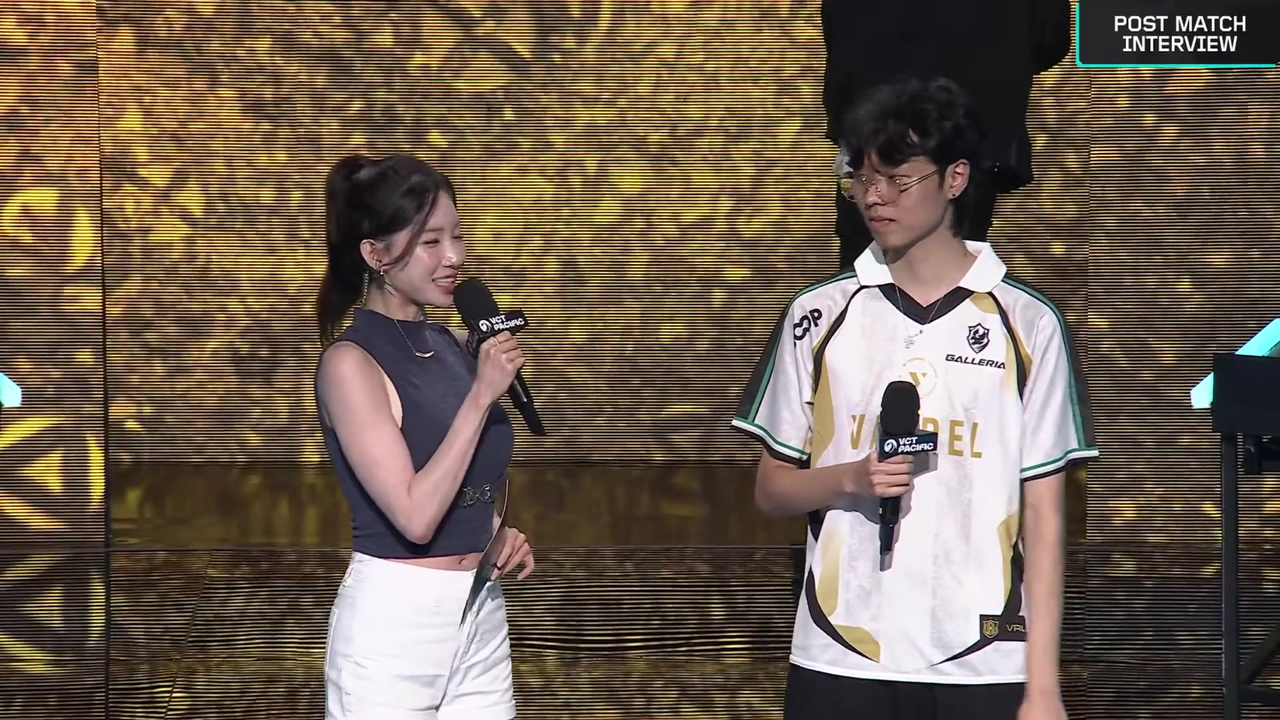 A VARREL player speaks in the official Pacific Stage 2 broadcast interview