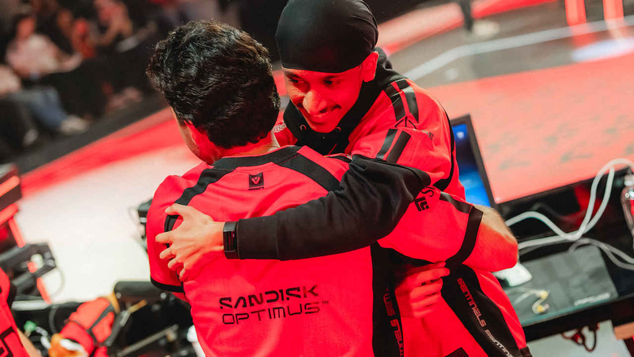 VCT Americas players hug after a match
