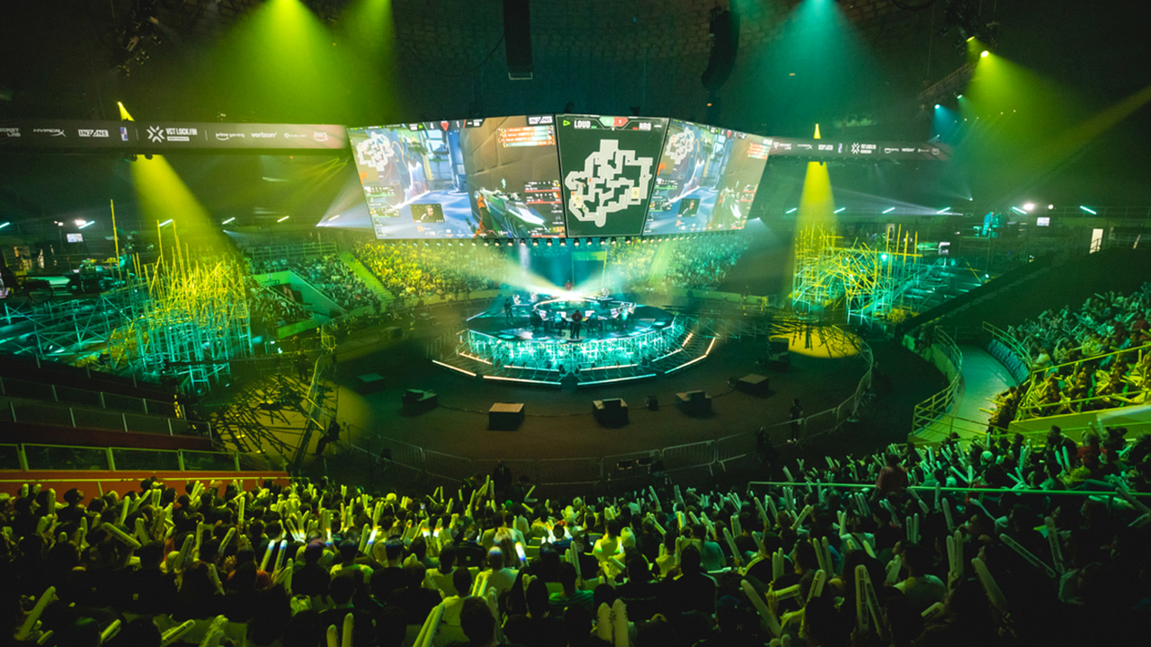 VCT Americas stage setup with players competing at desks