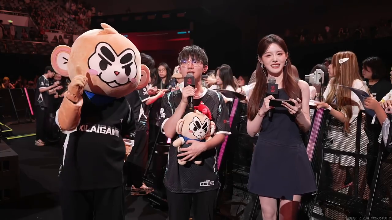 A Xi Lai Gaming player speaks after the current 2-0 victory