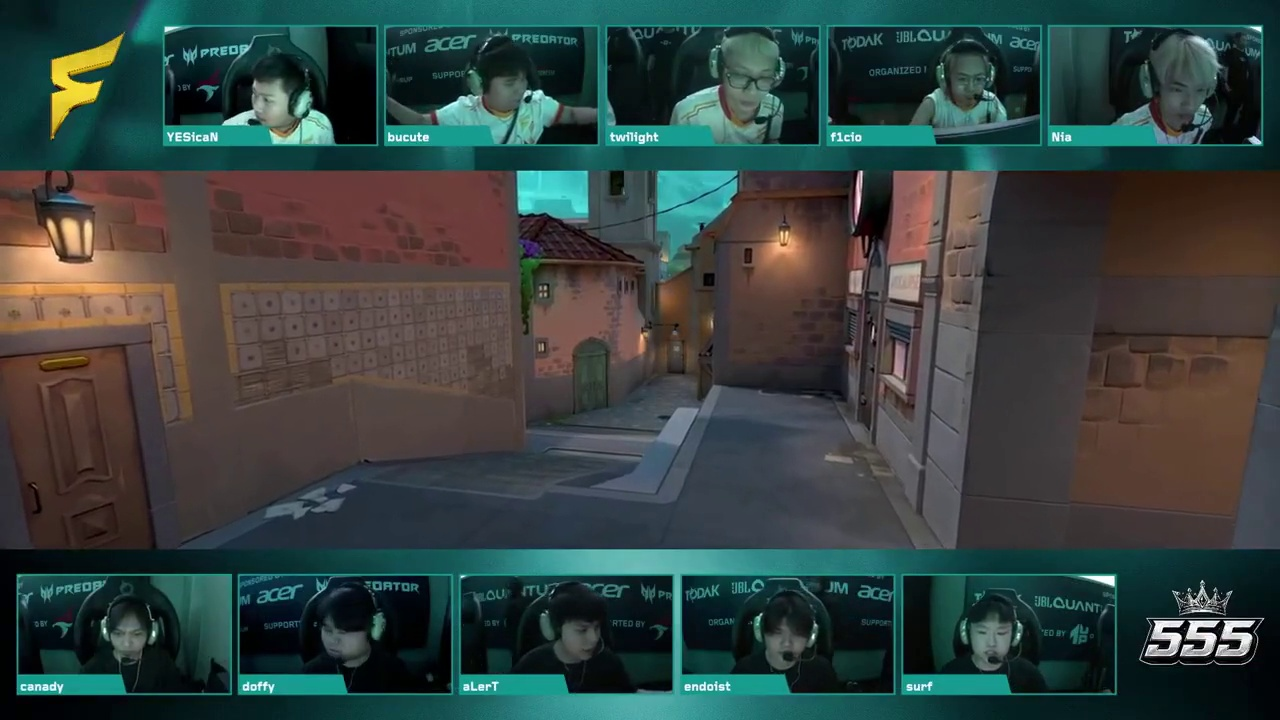 The five 555 players on camera during the Pacific LCQ final against Fancy United