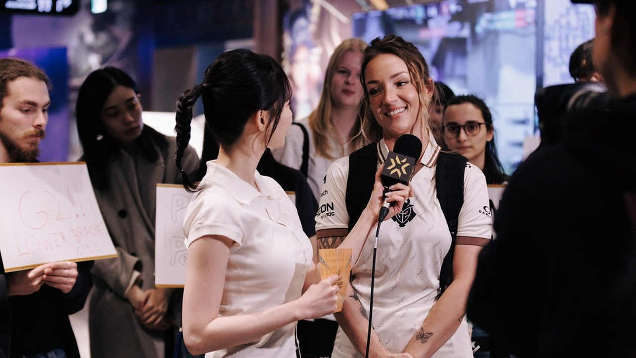 A Valorant Game Changers participant speaks during an event interview