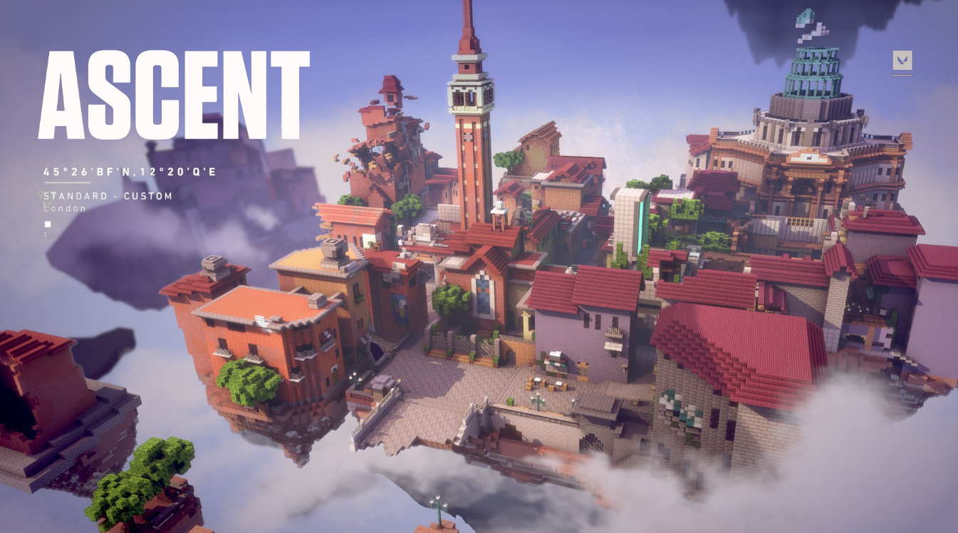 Minecraft Virtuoso Ommo Faithfully Translates Valorant's Ascent Battleground to the Blocky Realm