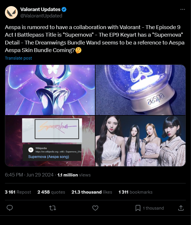Potential Valorant and Aespa Collaboration Affirmed by Battle Pass Clues