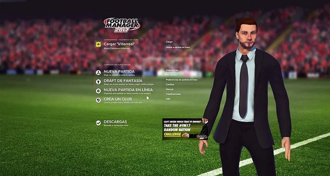 Football Manager 2017 character with parameters