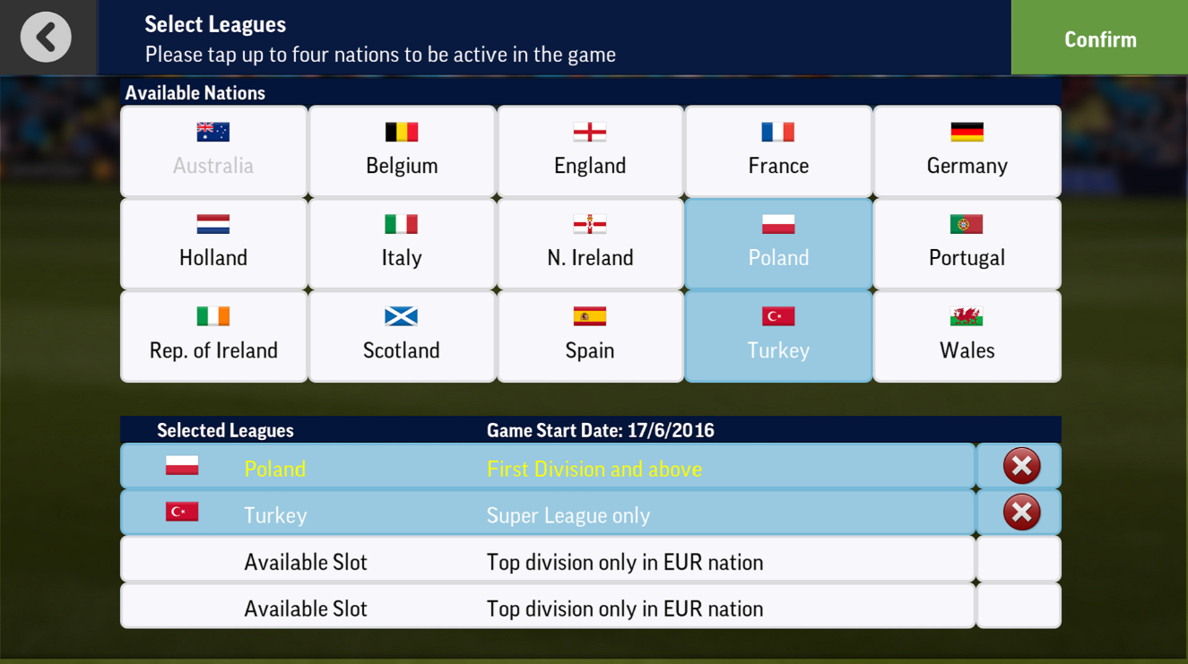 Football Manager 2017 countries
