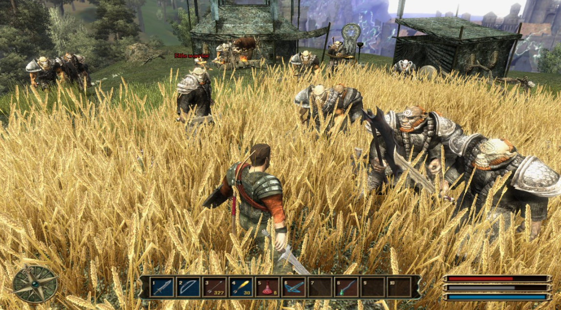 Gothic 3 battle in the grain field