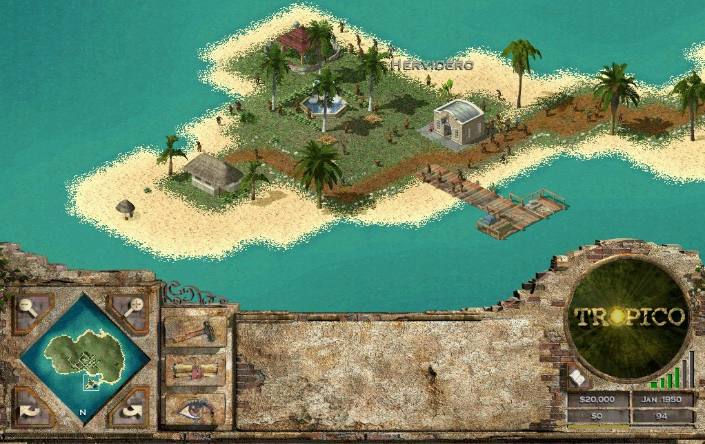 Tropico 1 buildings and sea around