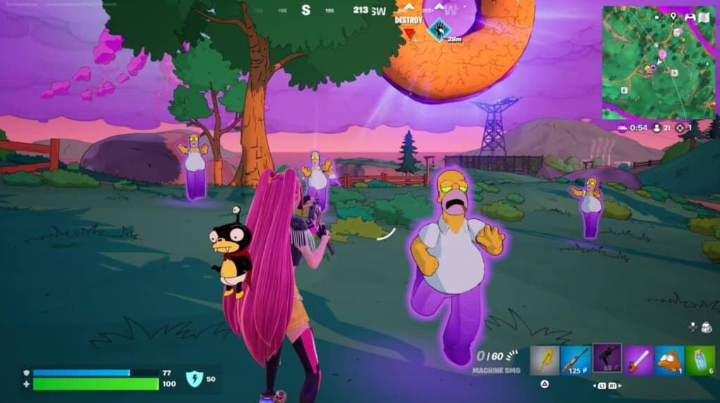 Fortnite x Simpsons collaboration gameplay