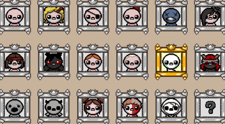 Isaac characters selection screen