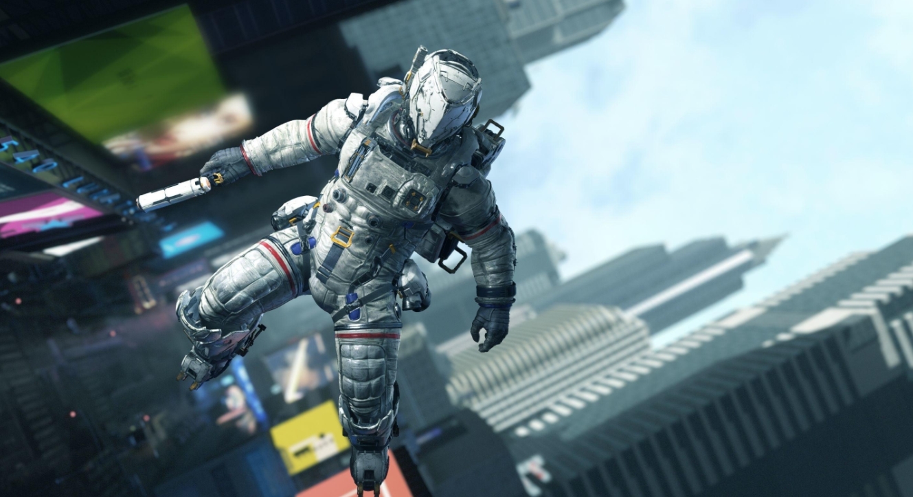 Cinematic space scene with astronaut in Pragmata
