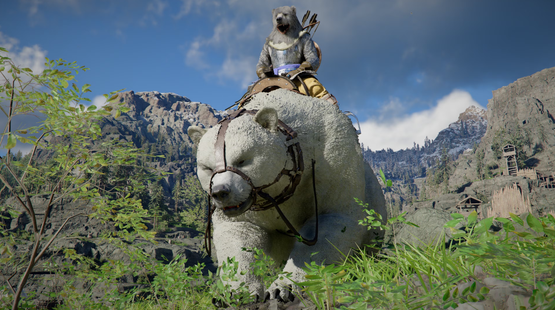Warrior riding bear combat