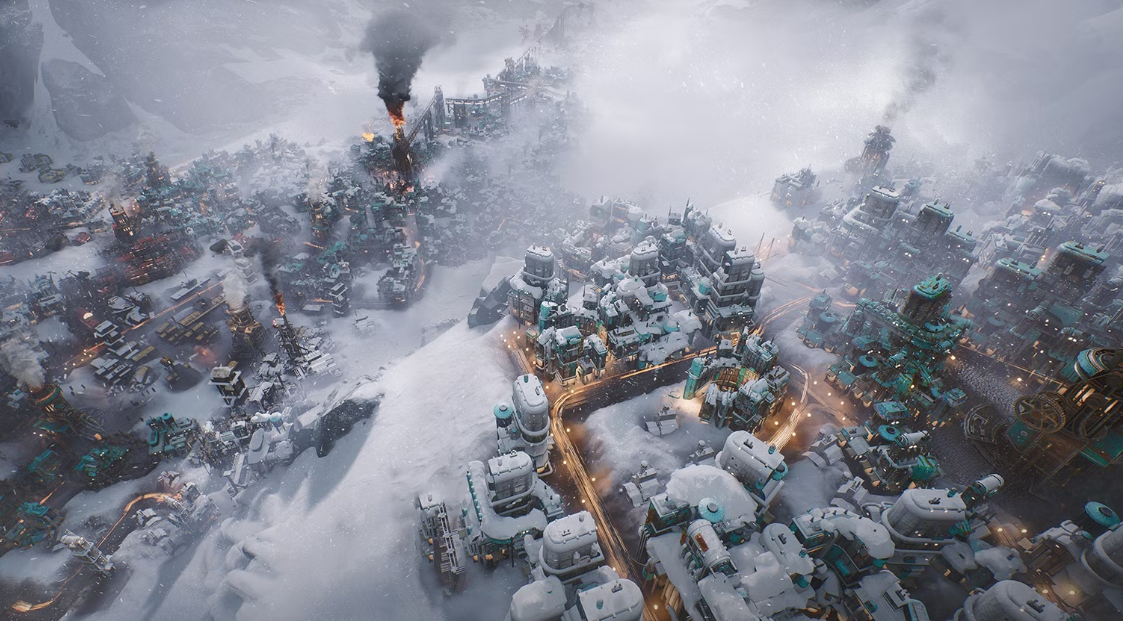 Frostpunk factions winter scene