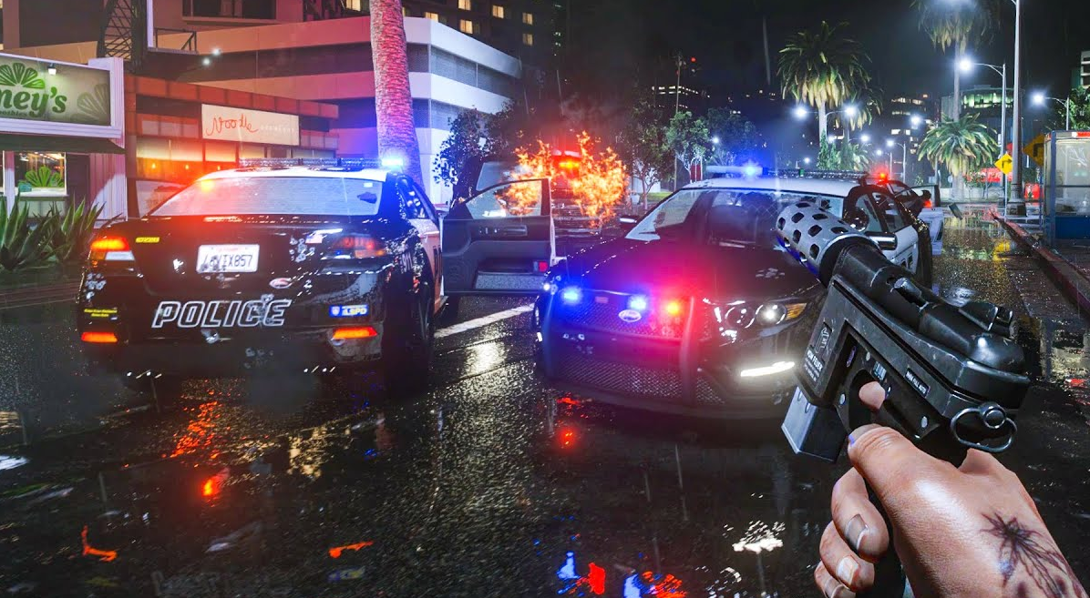 GTA 6 police chase with guns