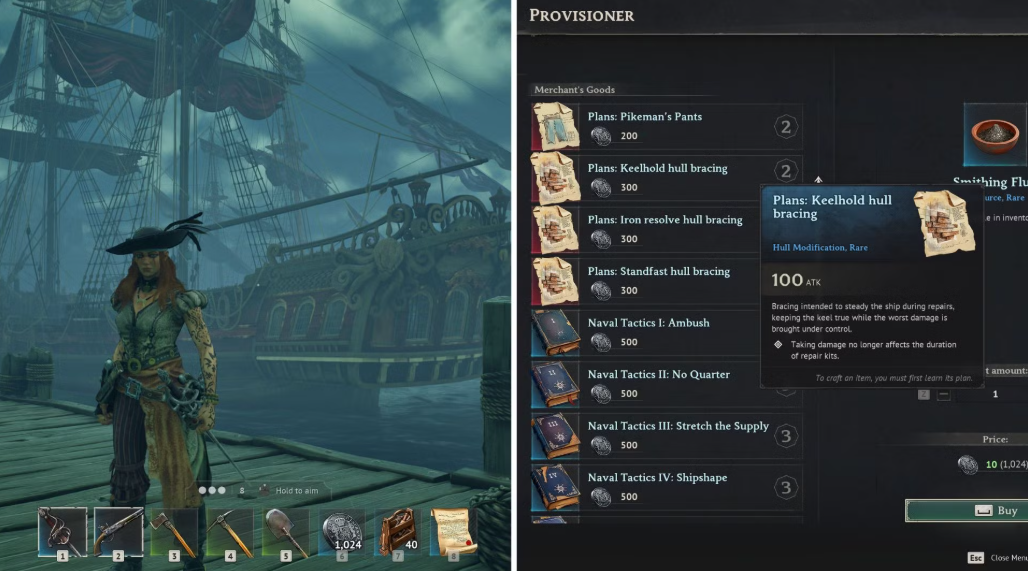 Hardwood crafting weapons ship