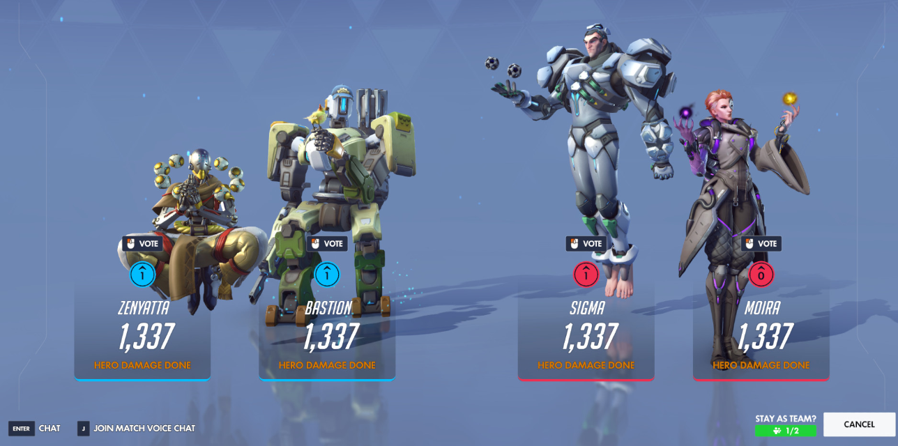 Overwatch team voting system