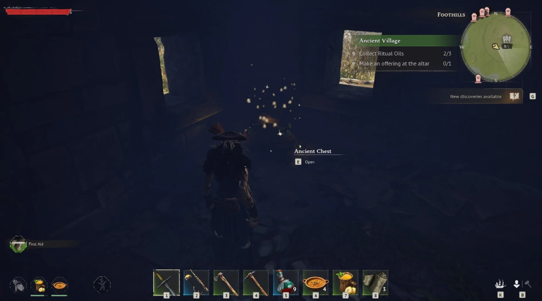 Ancient chest ruins interior