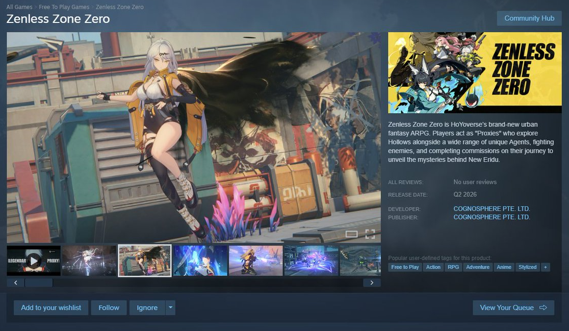 Zenless Zone Zero Steam page
