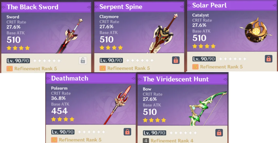genshin battle pass weapons