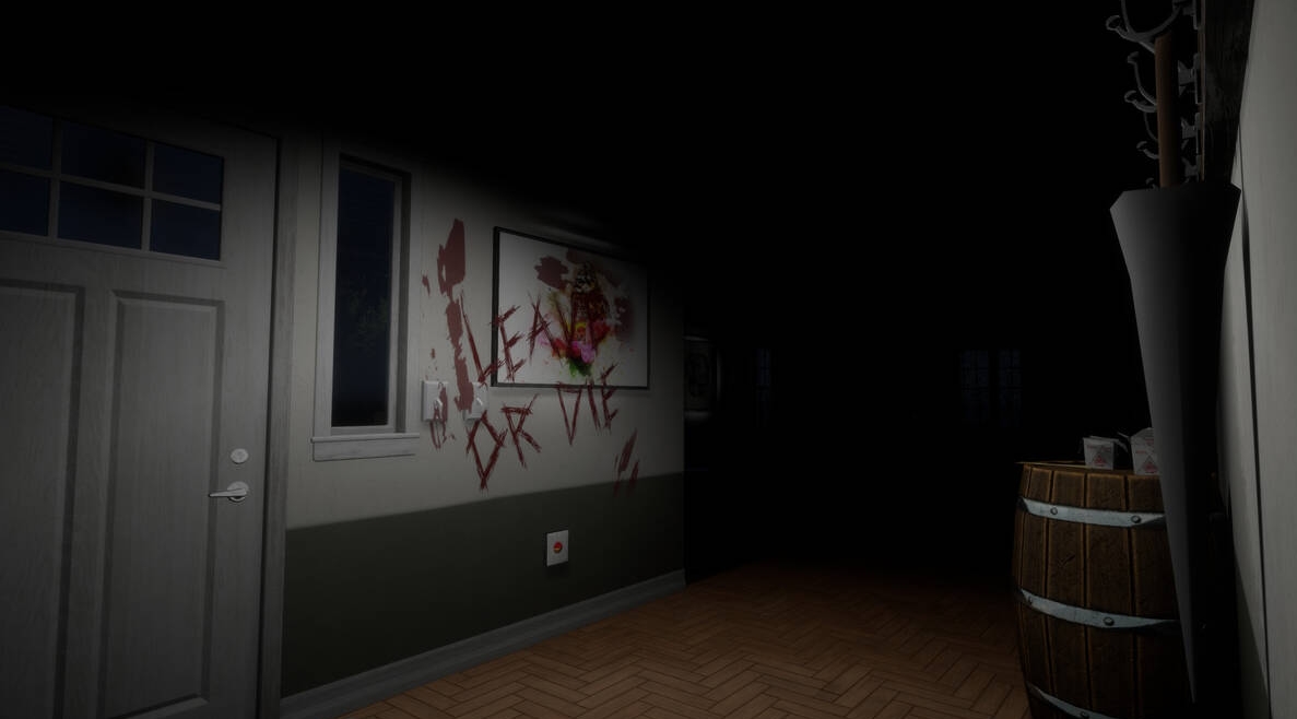 A disturbing message written on the wall hints at the presence of a dangerous spirit inside an abandoned building