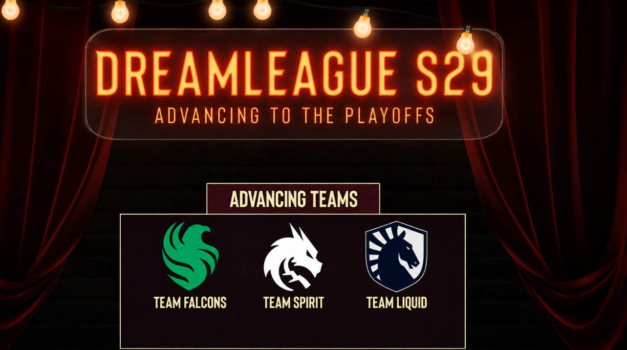 DreamLeague Season 29 playoff teams — Team Falcons, Team Spirit and Team Liquid advanced to the next stage of the Dota 2 tournament
