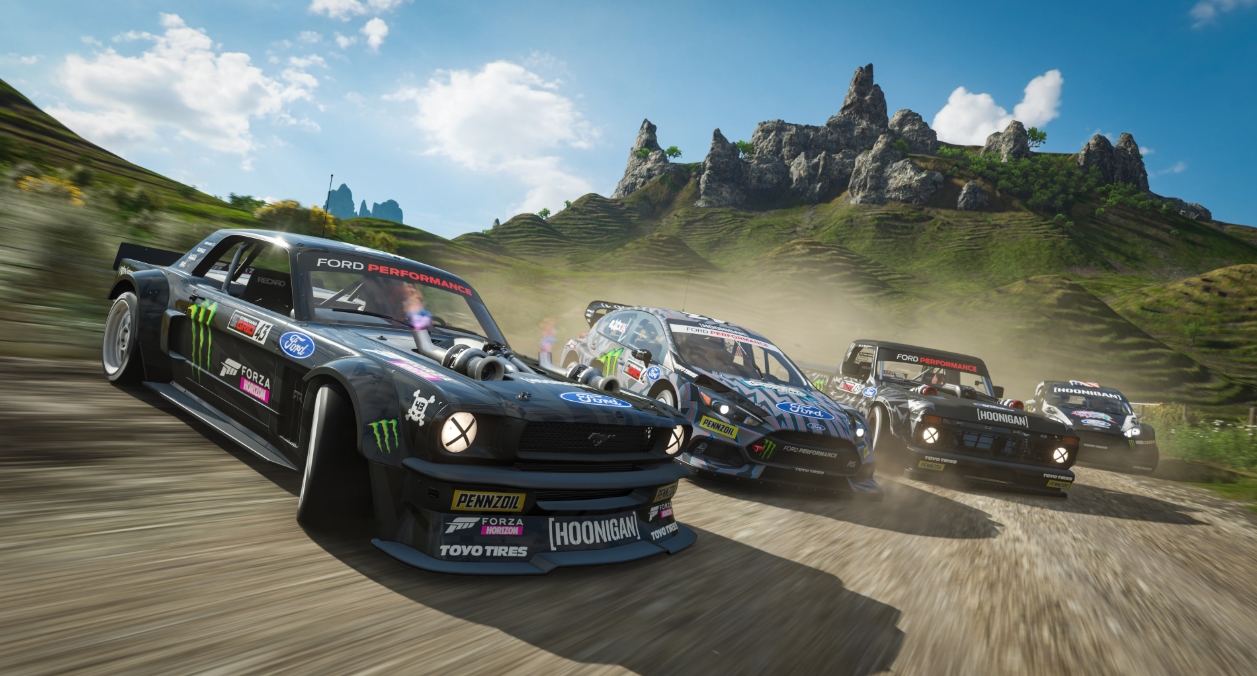Forza Horizon 4 rally race Hoonigan cars open world gameplay