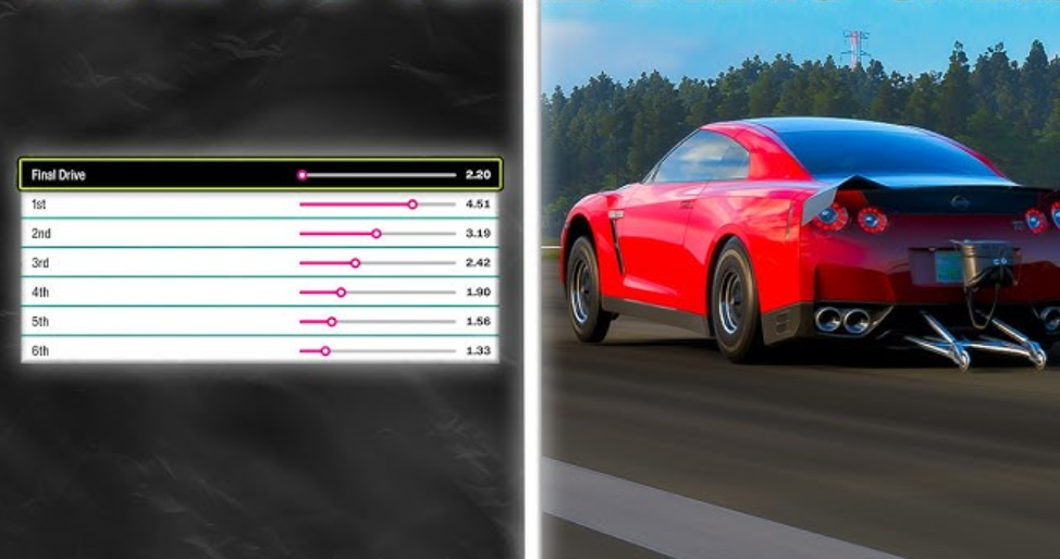 FH6 gearbox tuning screen