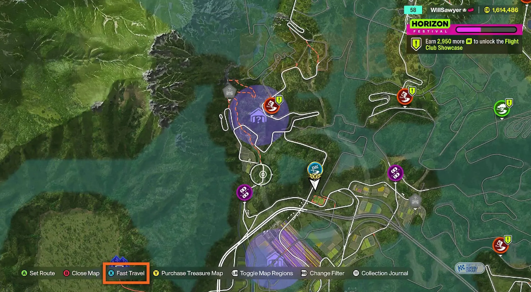 FH6 fast travel map