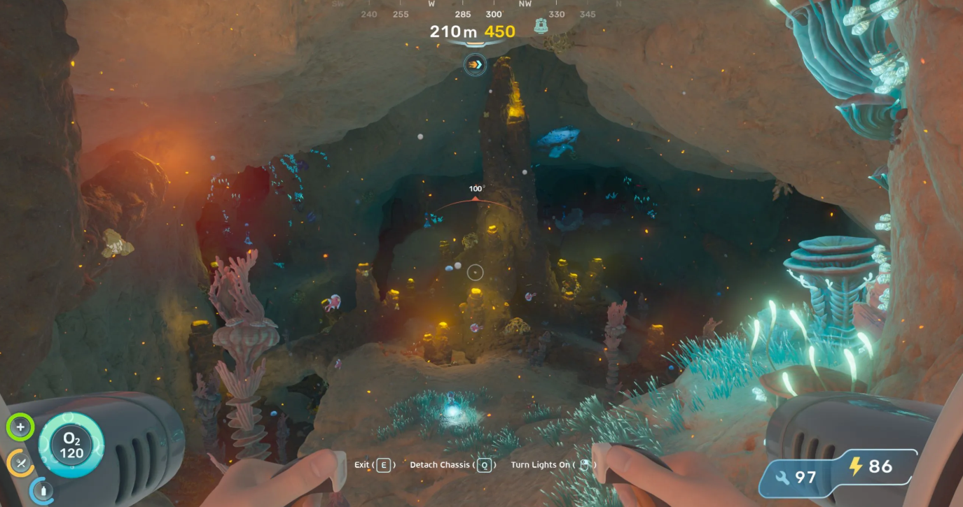 Underwater cave peak