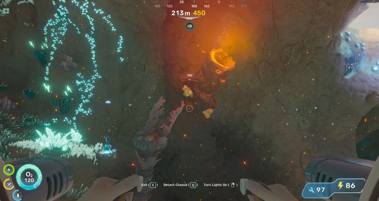 Underwater sulfur cave entrance