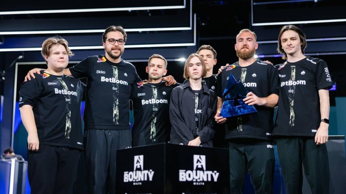Team Spirit players celebrate another strong tournament result ahead of the Major event in Cologne