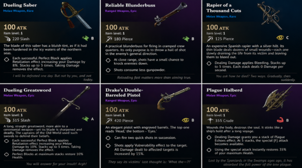 Weapon rarity: epic rare
