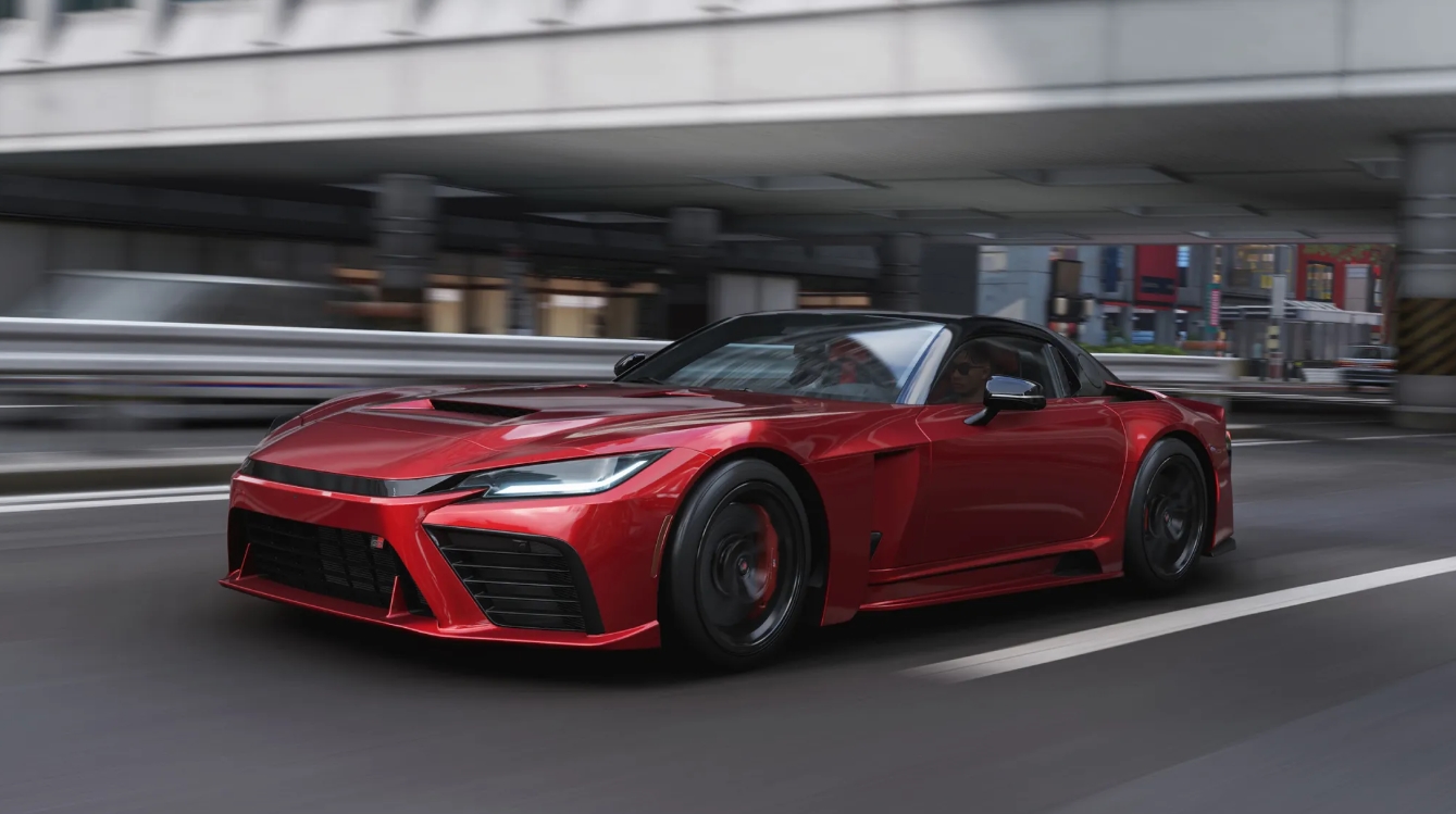red sports car in Forza Horizon 6 driving through Japan — new environmental physics and open-world details