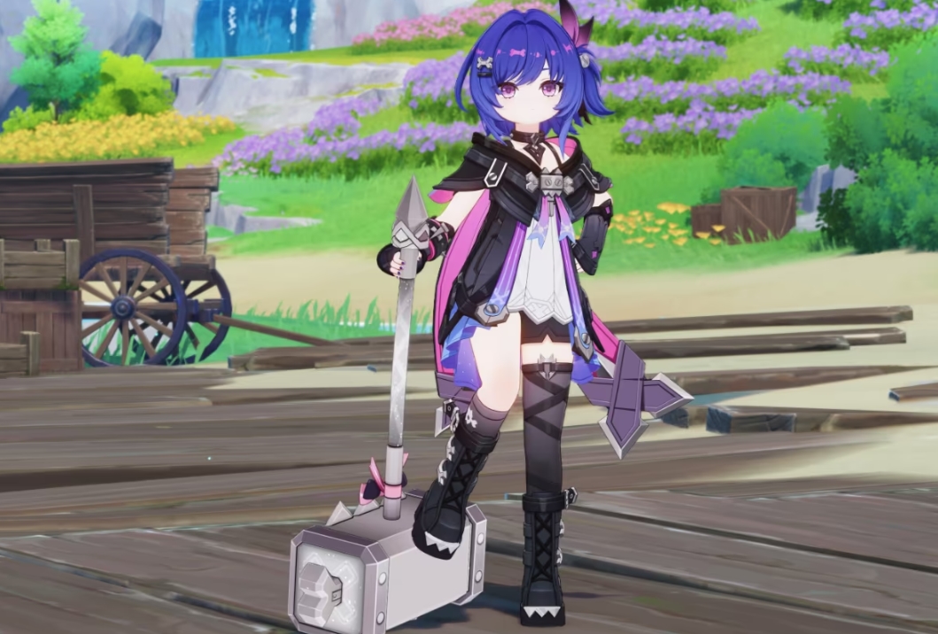 A hammer-wielding character in Genshin Impact showcased during the preview of update 7.0 content and characters