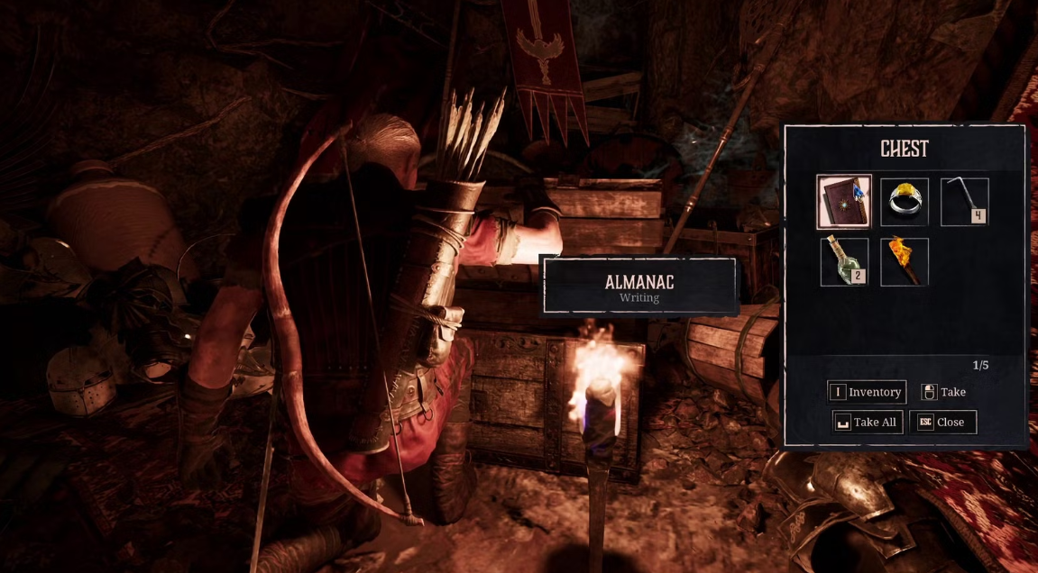 Almanac chest inside goblin cave