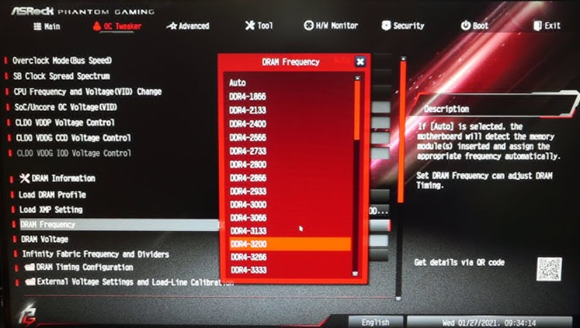 XMP memory profile enabled