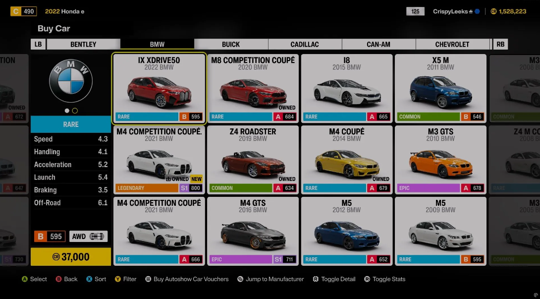 EV engine upgrade menu