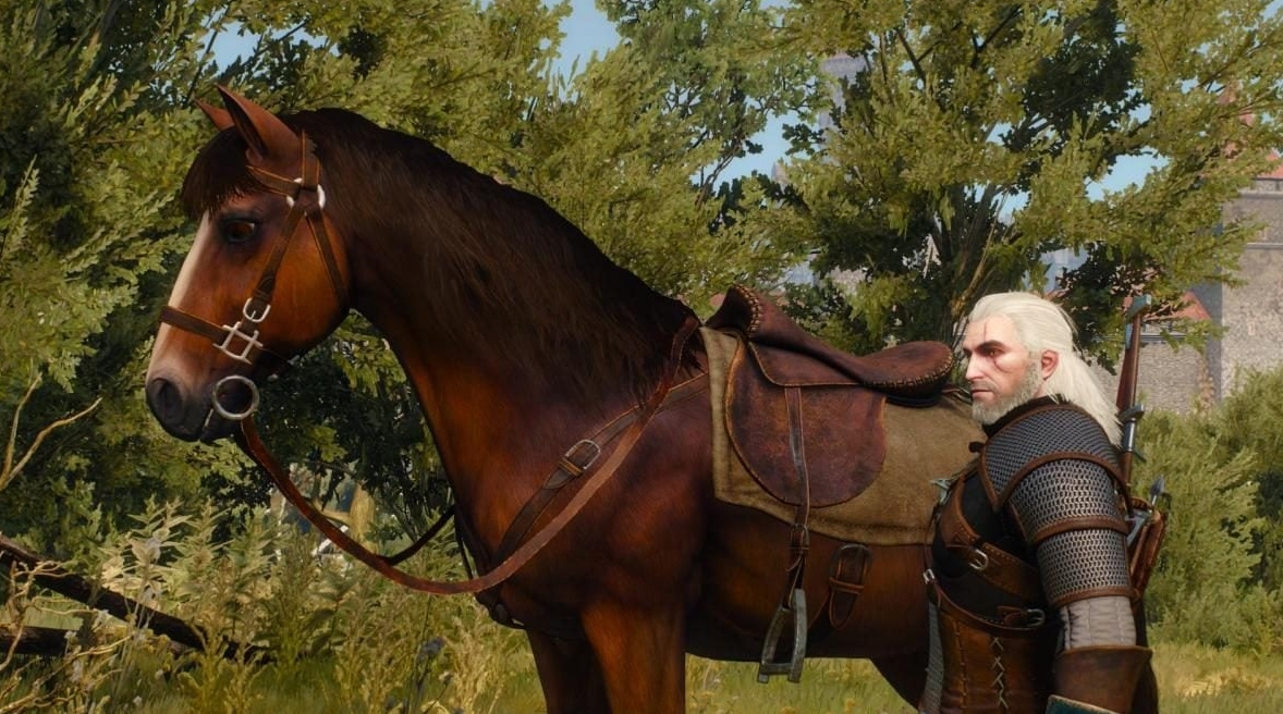 Geralt and Roach in The Witcher 3: Wild Hunt following the release of the Elden Roach mod that improves horse controls