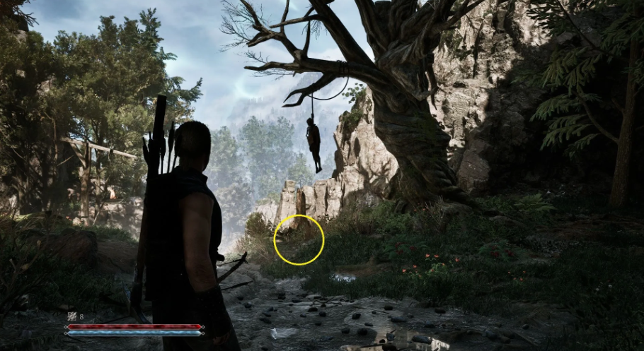 Old sword hanging corpse